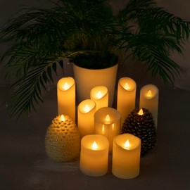 GyrHub Flameless Candles Last 1300+ Hours Real Wax Flame Effect Auto-Moving 3D Wick, LED Pillar Candles with Timers Battery Operated - Ivory 6“6”