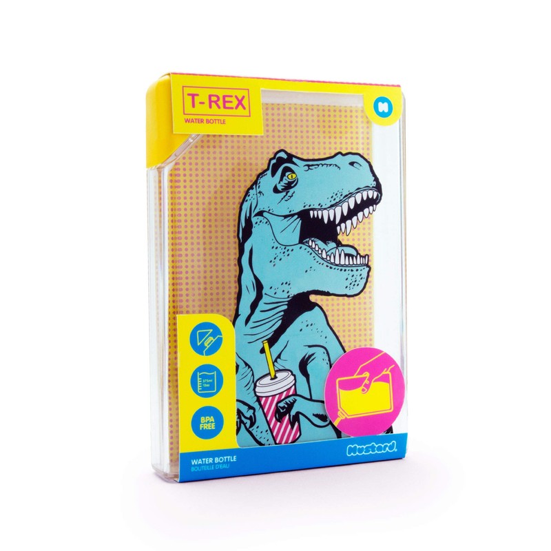 Mustard T-Rex Dinosaur Water Bottle For Kids, Adults - Multi-Colour,