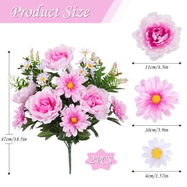 MHMJON 2 Bundles Spring Flowers Artificial Silk Flowers Bouquet Pink Fake Peony with Dahlias Summer Florals Arrangement for Home Indoor Table Vase Wedding Centerpieces Office Easter Decor (18.5in)