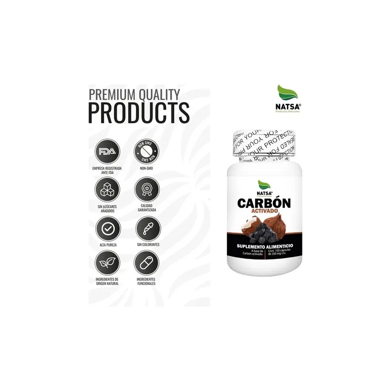 Carbon Activado 100 Cápsulas, Calidad Premium Sabor Natural