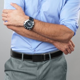 Nelbons Men's Belt Ratchet Belt Automatic Buckle for Men Suit Business Clothing Width 35 mm Size Adjustable, A-Black03