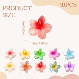 CHIHOLEN 10 Stück Blumen Haarklammer, Rutschfeste Hawaii Haarspange, 4cm Haarklammer Klein, Hibiskus Klammer für Frauen Mädchen Dick Dünn Lockiges Haar