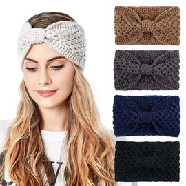 4 Pack Knit Headbands Winter Braided Headband Ear Warmer Crochet Head Wraps for Women Girls H7 (4ColorPackN)