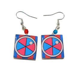Pomni's Eyes Wooden Tile Dangle Earrings - Amazing Digital Circus Inspired