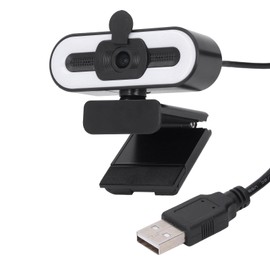 1080p HD -Webcam mit Mikrofon 120 ° Weitwinkelobjektiv 360 ° Rotatable in Ringlicht 3 Einstellbare Modi Plug and Play für Video -Streaming -Konferenz