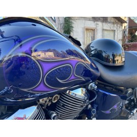 Universal Custom - Grape (Purple) - Motorcycle Tribal Flame Decals - 6PC Set for Gas Tanks and Fenders | Fits Harley Honda Shadow Kawasaki Vulcan Yamaha V Star Bobber kit Chopper