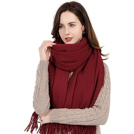 Roll Up Cashmere Classic Soft Luxurious Long Winter Scarf Wrap Shawl Scarves Blanket for Women & Men (Burgundy)