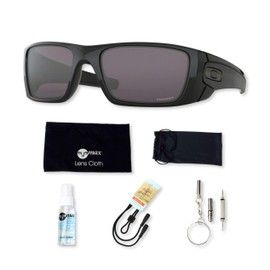Oakley Fuel Cell OO9096 Sunglasses Bundle with original case, and accessories (5 items), (K2) Polished Black/Prizm Grey, 60 mm
