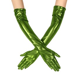Women Long Opera Party Gloves 1920s Satin Gloves for Wedding Eveing Party Cosplay Rave Role Play Costume Green