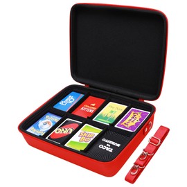 LTGEM game card travel case,compatibility Taco Cat Goat Cheese Pizza/SKYJO/UNO/playing card Against Humanity and other game cards,This card box can hold 2500+game cards (Red+Black)