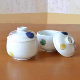 Chawan Mushi Dish, Set of 2, Dinnerware Set, Arita Ware, Round Pattern