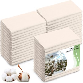 Tingjoo 40 Pcs Organic Cotton Flannel for Castor Oil Pack Wrap Unbleached Reusable Castor Oil Wrap Soothing Heat Compress Soft and Highly Absorbent for Abdomen Liver Joints and Other Areas (White)