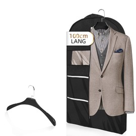 DOBVDLA Garment Bag, Garment Bag, Long 100 x 60 cm for High-Quality Garment Cover for Suit, Jacket, Dress, Breathable Storage Bag for Travel and Protection with Hanger