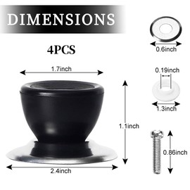 LEEQBCR 4 Pieces Pot Lid Replacement Knobs, Stainless Steel Lid Knobs, Plastic Lid Knobs Universal Kitchen Cookware Lids, Black Replacement Knobs