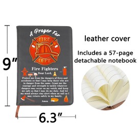 BNQL Firefighters Gifts Firefighter Prayer Notebook Leather Journal Fire Department Gift Fireman Gift Birthday Christmas Gift (Firefighter Prayer Notebook)