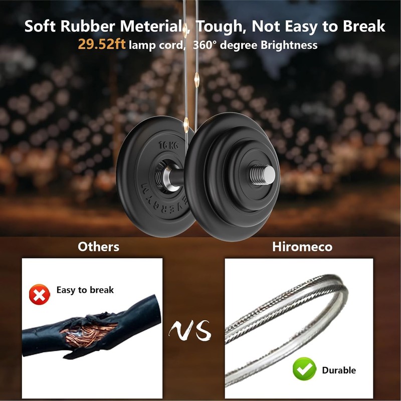 Camping Lights String,4 in 1 Upgraded Outdoor String Lights with