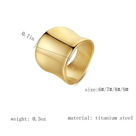 18K Gold Plated Rings for Women Vintage Wide Thumb Band Rings Minimalist Big Chunky Ring for Women Men Size 7 (style1, 7)