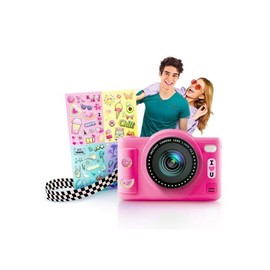 C Toys Digital Camera for Kids Dual Lens - Compact Mini Camera in Pink with Selfie Mode for 8 Years - 32 Megapixels LCD Display, 20 Frames and 5 Filters, SD Card 4GB Included