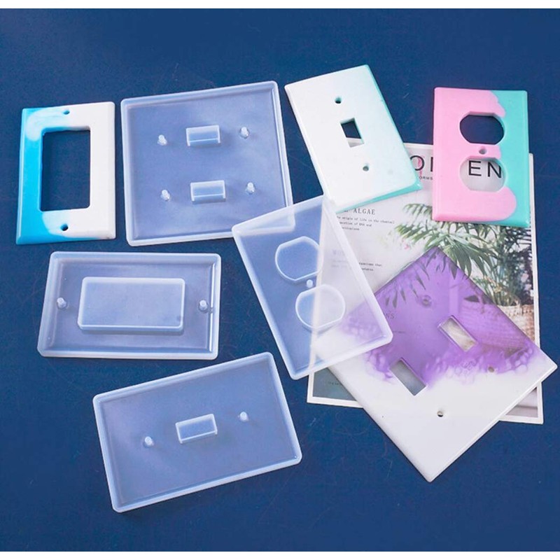 Moukiween Light Switch Cover Resin Mold, 6Pcs Silicone Molds for