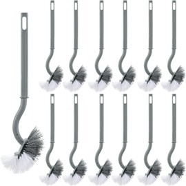 FoldTier 12 Pcs Curved Toilet Cleaning Brush Without Holder Long Handle Curved Toilet Brush Hanging Toilet Bowl Brush Under The Rim Household Cleaning Brushes for Bathroom Deep Cleaning (Gray)