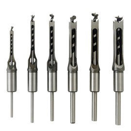 AeKeatDa 6pcs Square Hole Mortise Chisel Drill Bit Tools, 5/8" 9/16" 1/2" 3/8" 5/16" 1/4" for Precise Woodworking