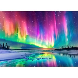 MXJSUA Aurora Diamond Painting Kits for Adults, DIY Round Diamond Gem Art Kits, Diamond Dots Drill Art kits Completes for Beginners Picture Craft for Home Wall Decor 30x40 cm