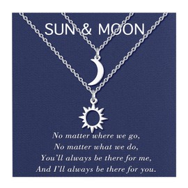 UNGENT THEM Sun and Moon Necklace Matching Best Friend Friendship BFF Necklaces for 2 Best Friend Valentine's Day Birthday Christmas Gifts for Friends Teen Women Sisters