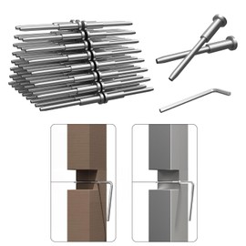 50 Pack 1/8" Invisible Cable Railing Hardware Kit, T316 Stainless Steel Cable Railing Hardware Set, Invisible Receivers and Crimp Stud, Swage Tensioner for for 2" x 2" 4" x 4" Wood Metal Posts
