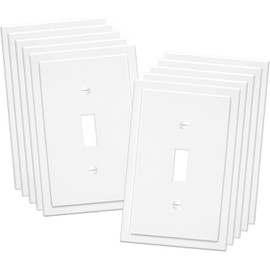 1-Gang Modern Edge Decorative Wall Plate Cover Switch Outlet Single Toggle Electrical Faceplate for Light Switches, Smart Switch, GFC, ReceptacleI, Dimmers, USB Outlet (10 Pack, Single Toggle)
