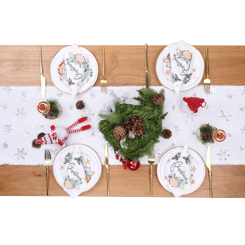 White Faux Fur Table Runner 13 x 108 inch Long