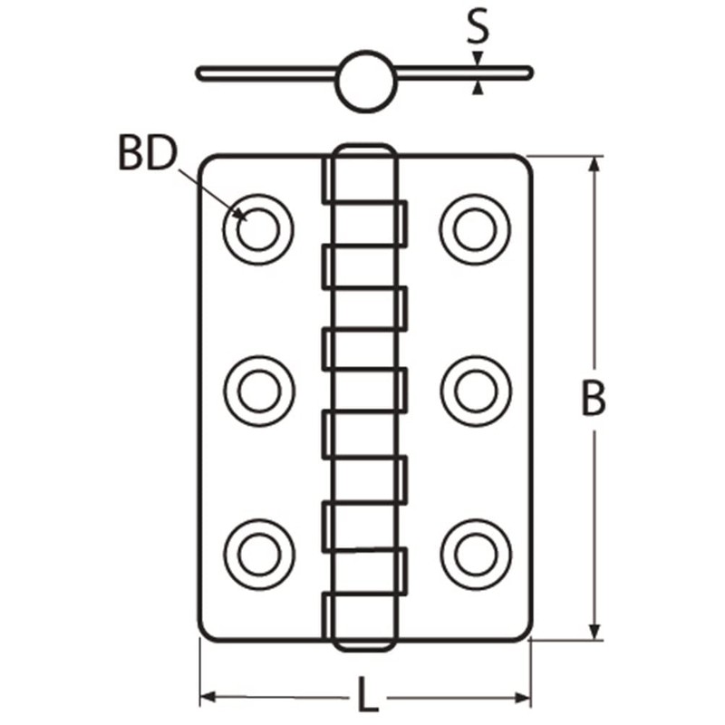 Yacht Steel Stainless Steel Hinge 40 x 60 mm AISI