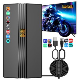 TV Antenna for Smart TV, 2200+ Miles Range, Indoor/Outdoor Antenna for Local Channels, Supports 4K 1080p HD, 33FT Coax Cable, Easy Installation