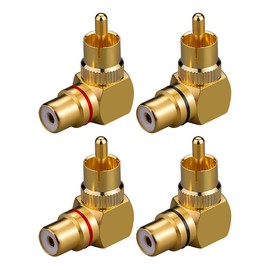 Eightnoo RCA Right Angle Adapter - 90° Female to Male Gold-Plated Connector for Wall Mounted TV as Space Saver (4)