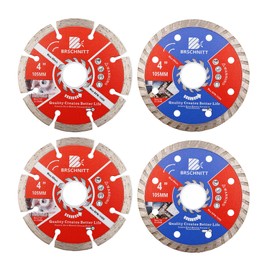 BRSCHNITT Diamond Cutting Disc 1 Pack / 4 Pieces 105 mm for Ceramic Tiles Granite Marble Stone Masonry Terrazzo Paving Stones Concrete
