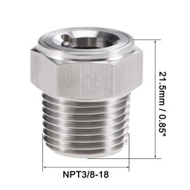 uxcell Oil Liquid Level Gauge Sight Glass 3/8 NPT Male Threaded 304 Stainless Steel Air Compressor Fittings, Silver Tone