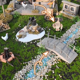 songyea Miniature Gnome Accessories, Gnome Accessories Christmas, 1/12 Miniature Accessories for Christmas Decoration, DIY Garden Scene (Small Bridge + Lumberjack)