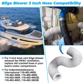 3 Inch Boat Blower Hose 10 Feet for Boat Vent Bilge Blower Exhaust Fan HVAC Ventilation, Flexible Marine Blower Hose for Boat Bilge Blower Fan Ducting Hose, White SHI 40030031