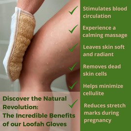 Loofah Exfoliating Glove. Handmade Double-Sided Mitt. Natural Loofah Bath Sponges for Men & Women. Organic, Biodegradable & Perfect for Daily Use. Your Skin Will Thank You. 3 Pack.