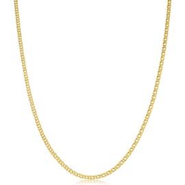 Kooljewelry 10k Yellow Gold Diamond Weave Curb Chain Necklace (2 mm, 16 inch)