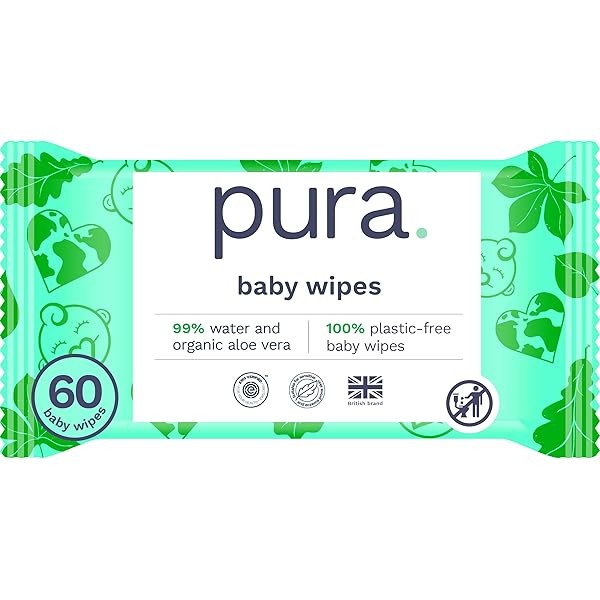 Pura Natural Sensitive Baby Wipes, 99% Water, Unscented & Hypoallergenic,
