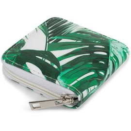 styleBREAKER 02040121 Women's Mini Purse with Palm Tree Print, Zip, Green/White, Modern