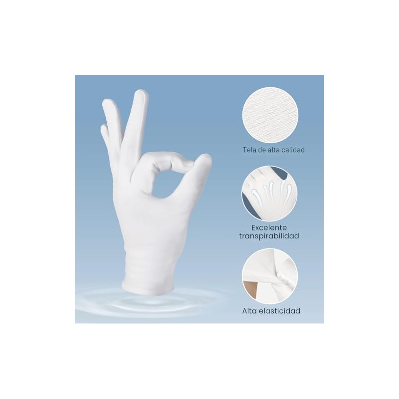 Paquete de 42 guantes de algodón blanco, unisex, suaves y