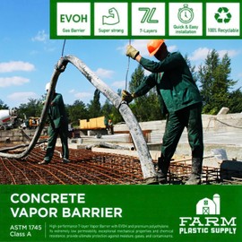 Farm Plastic Supply - Crawl Space Vapor Barrier - 20 Mil - Thick Plastic Sheeting, Drop Cloth Vapor Barrier Covering for Crawl Space Encapsulation, Radon Barrier, EVOH Barrier (6' x 20')