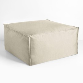 Sorra Home Sunbrella Top Stitch Pouf Cushion - Square, Outdoor Stuffed Plush Ottoman & Foot Rest Stool - Balcony, Patio, Poolside Furniture Accessory - Canvas Cloud (30" x 30" x 15")