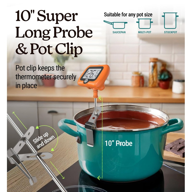 Digital Candy Thermometer with Pot Clip, Instant Read Kitchen Thermometer
