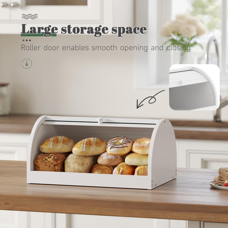 STDDRE Corner Bread Box for Kitchen Countertop Roll Top Bread