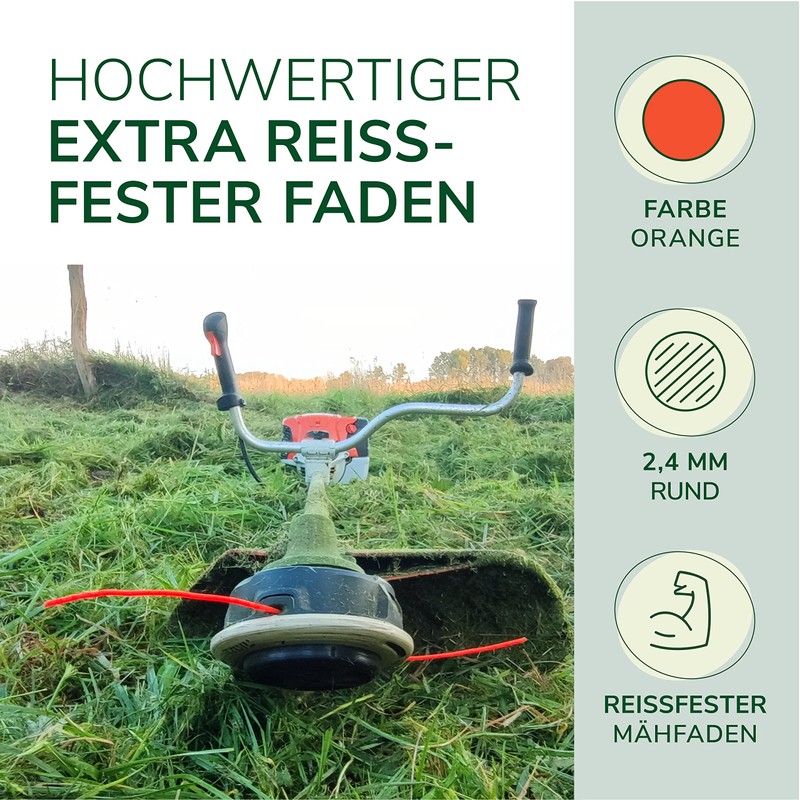 Natursache Trimmer Line for Grass Trimmer, Orange, Round, 1.6 mm