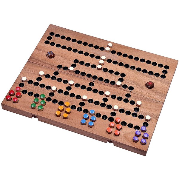 LOGOPLAY Blockade for 2 to 6 Players - Dice Game - Strategy Game - Board Game - Wooden Board Game with Folding Game Board