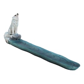 Ebros Gift Alpha Snow Arctic White Wolf Ghost Howling Incense Burner Holder Figurine Mystic Moon Howler Wolves and Timberwolves Decor