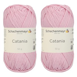 Juego de 2 madejas: hilo de algodón 100% mercerizado SMC Catania Originals, total 3.5 onzas, cada uno de 1.7 onzas (50 g) / 136 años (125 m) Amigurumi Fine-Sport 2 (246 rosas)